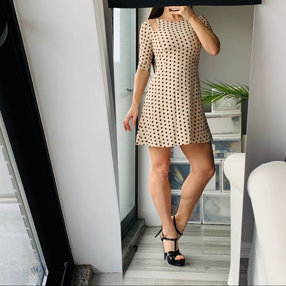 Patrizia Pepe Silk Apricot Polka Dot Cutout Dress - Picture 4 of 14